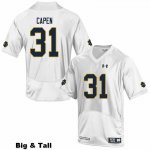 Notre Dame Fighting Irish Men's Cole Capen #31 White Under Armour Authentic Stitched Big & Tall College NCAA Football Jersey NTV0699HX